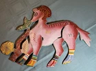 Vintage Handmade Steel Drum Metal Wall Decor Haitian Folk Art Horse Bernanari Used. Price: $60.00.