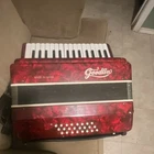 Goodlin Piano Accordion Red 22 Treble Keys 24 Bass Buttons Musical Instrument Used. Price: $520.00.