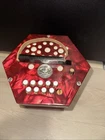 Rare Beautiful Red Vintage Scholer Concertina Accordion 20 Button Squeeze Box Used. Price: $215.00.