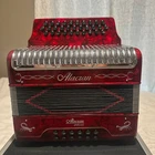 Alacran 31 Button 12 Bass Accordion Fbe With Straps And Case, Red Pearl Used. Price: $650.00.
