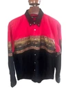 El Norteno Western Shirt Mens Small Red/black Button Up Pearl Snap Cowboy Horse New. Price: $15.00.