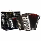 Hohner Panther 31-BUTTON 12-BASS Diatonic Accordion Black/silver Strap Open. Price: $629.99.
