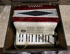 Vintage Noble Brilliant Red / White Pearl Accordion Made Italy Used. Price: $255.00.