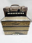 Vtg Hohner Vienna 1140 Pokerwork Diatonic Button Accordion Row Bass Key Used. Price: $362.24.
