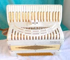Titano White Accordion Dandy Model ? 15 7/8" Accordian Very Good Lightly Used. Price: $475.00.