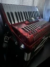 34 Key 72 Bass Button Sofiamari Red Piano Accordion Open. Price: $450.00.