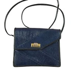 Roche Navy Black Lizard Skin Leather Crossbody Accordion Purse Bag Vintage Pre-owned. Price: $65.00.
